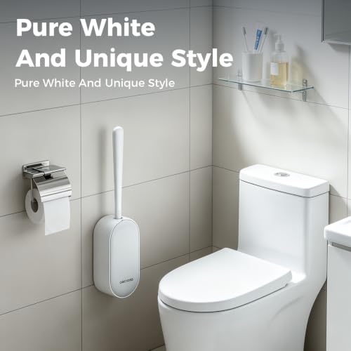 Bathroom Toilet Brush, OSCIOSS Toilet Cleaner Brush with Ergonomic Design, Compact Size, Durable Bristles, Wall Mounted RV Toilet Brush for Bathroom Cleaning (White, 2pack) - color: White, size: 2 Pack