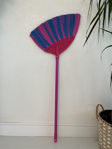 Soft Sweeping Brooms /38” House Brooms for Sweeping Indoor& Outdoor Broom Cleaning/Asian Thailand Plastic Broom/Choi Nhua Thai LAN/Choi Nhua Quet Nha - color: Red