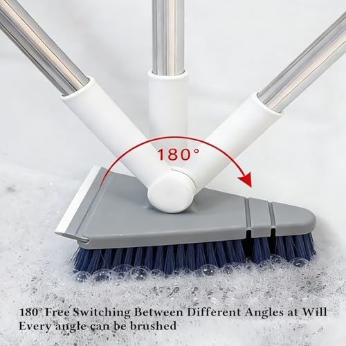 Tub Tile Scrubber Brush 2 in 1 Cleaning Brush 33.46 Inch, Adjustable Telescopic Pole Stiff Bristles Scouring Pads for Cleaning Bathroom Kitchen Toilet Wall Tub Tile Sink Non Scratch (Green) - color: Green