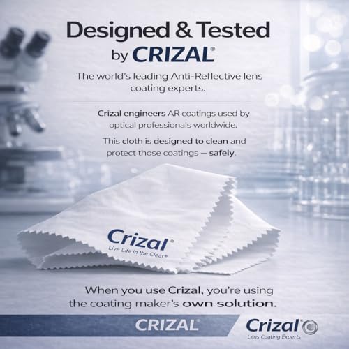 Crizal Eyeglass Cleaning Cloths – 8 Pack Premium Microfiber – Designed & Tested for AR-Coated Lenses – Trusted by Optical Professionals - color: Cloth, 8 Pack