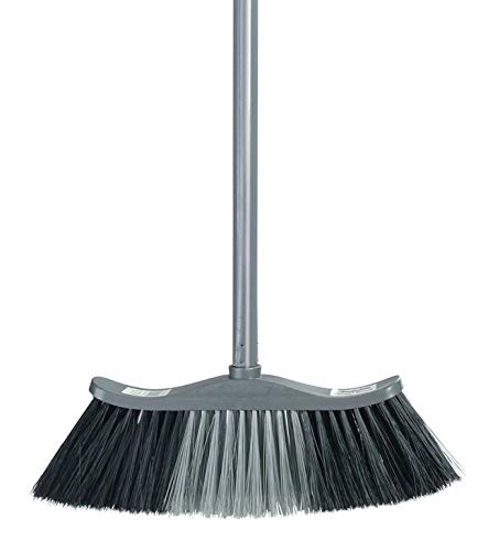 Superio Set of Grey Broom and Matching Dustpan Broom Has a 48” Handle, Durable Plastic Dustpan with Comfort Grip Handle - color: Dark Grey, size: Sweep Set
