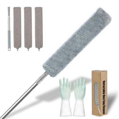 Retractable Dust Gap Cleaner, 53/98IN Retractable Gap Dust Cleaning, Extendable Microfiber Flat Duster with Bendable & Removable Head, Washable for Cleaning Under Furniture (Gray, 1.35m) - color: Gray, size: 1.35m