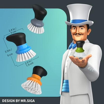 MR.SIGA Dish Scrub Brush, Palm Brush Dish Scrubber with Ergonomic Grip, Kitchen Brushes for Dishes, Green, Pack of 2 - color: Green