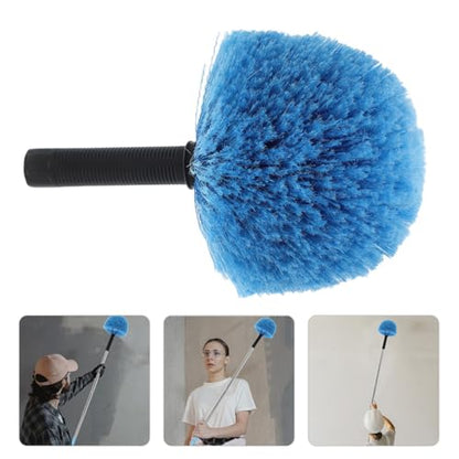 Healeved 2pcs Screw-on Cobweb Duster Heads Replacement for Ceiling Web Cleaner Brush, Blue Ball-Shaped Brush Heads for Indoor and Outdoor Use, Compatible with Threaded Extension Poles