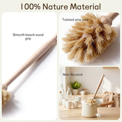 Bottle Brush Cleaner,Solid Beech Wood Handle Tapered, Non-Scratch for Cleaning Coffee Cups,Mason,Thermos,Glass Bottle,Beer Bottles,Wine Bottles - size: 1 Pack - Tapered Brush