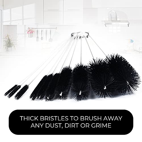10" Extra Long Tube Cleaning Brush Set - 10 Pack - Black | Flexible nylon straw brushes for bottles, cleaning straws, pipe cleaners, glass, keyboard, detailing and deep cleaning - color: Black, size: 10pk - 2mm 3mm 4mm 5mm 6mm 8mm 12mm 16mm 20mm 24mm