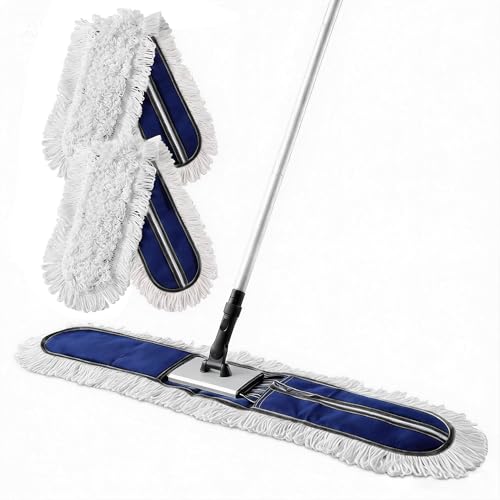 CLEANHOME 36” Dust Mops for Floor Cleaning Heavy Duty Hotel Company Household Cleaning Supplies for Hardwood, Tiles, Marble (Blue) - color: Blue