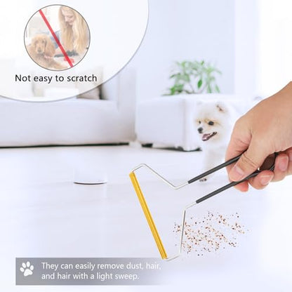 Angoily 2pcs Pet Hair Remover Lint Roller Clothes Hairball Cleaner Stainless Steel Manual Scraper for Furniture Carpet Coat Cleaning Tools