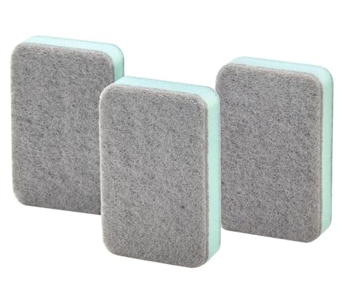 Dual-Sided Kitchen Sponges, Gray and Mint Green, Set of 3