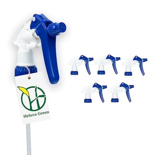 Heluva Green Spray Bottle Nozzle Replacement, Bottle Tops Only - Sprayer Nozzle Triggers for Heavy Duty, Commercial, Home Cleaning Solutions - Fits 8,16,24,32 oz Plastic & Glass Bottles, Blue 6 pack - color: Blue, size: 6 Pack