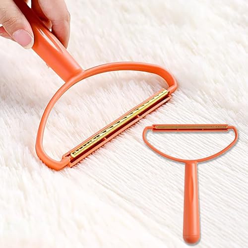 Portable Lint Remover for Clothes and Furniture - Reusable Manual Hair Cleaner for Pet Hair, Carpet, and Sofa - color: Orange