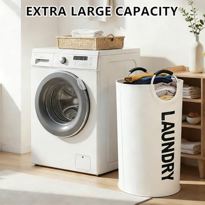 A large 90 liter laundry basket that can be folded for easy carrying. Suitable for bathrooms, laundry rooms, and travel (beige) - color: beige