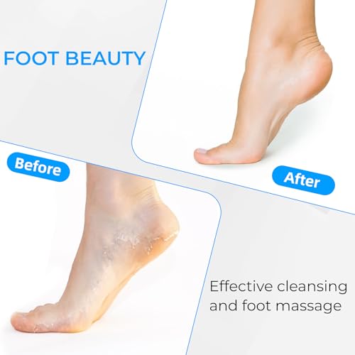 Silicone Foot Scrubber Mat for Shower Bath Foot and Back, Shower Feet Brush Pad with Wall-Mounted Suction Cups (Blue) - color: Blue