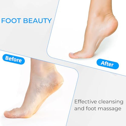 Silicone Foot Scrubber Mat for Shower Bath Foot and Back, Shower Feet Brush Pad with Wall-Mounted Suction Cups (Blue) - color: Blue