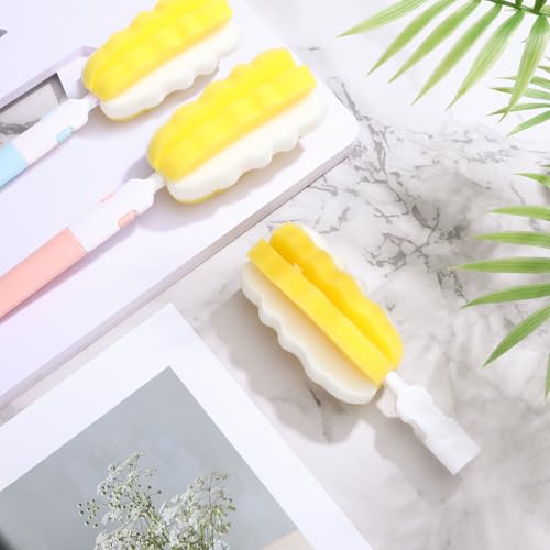 4 Pcs Bottle Brush Sponge, Cup Water Bottle Sponge Brush Cleaner, Detachable Cleaning Brushes for Cleaning with Handle for Baby Glasses Mugs(4Pcs+2 Heads) - size: 4Pcs+2 Heads