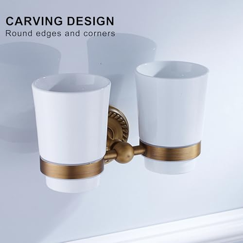Antique Bronze Double Toothbrush Holder for Bathroom Tumble Holder Wall Mounted - color: Double Toothbrush Holder