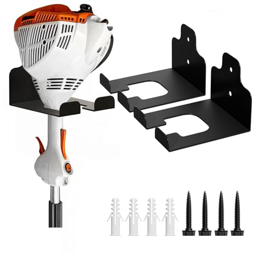 JNIHEEP Garage Organizer Trimmer Rack, Garden Power Tool Hanger Weed Whackers Holder Wall Mounted for Grass Trimmer, Hedge Trimmer, Garage Trimmer, Garden Tools,2 Pack - color: Black 2 Packs