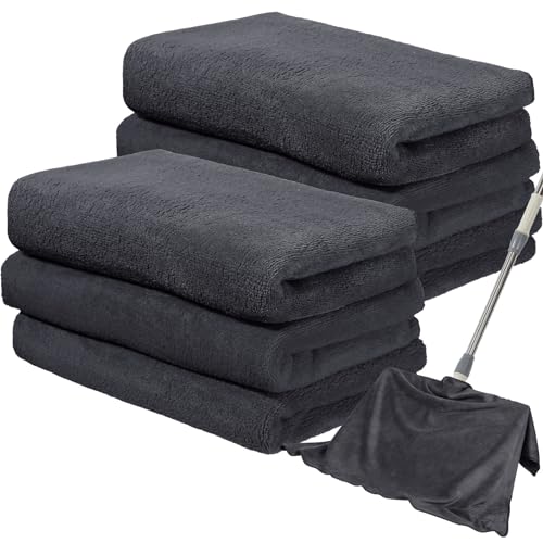Newwiee 6 Pcs Extra Large Microfiber Cleaning Cloth 30" x 20" Washable Reusable Microfiber Towel Streak Free Lint Free Cloth for Cleaning Home Glass Office Window Bathrooms (Gray) - color: Gray