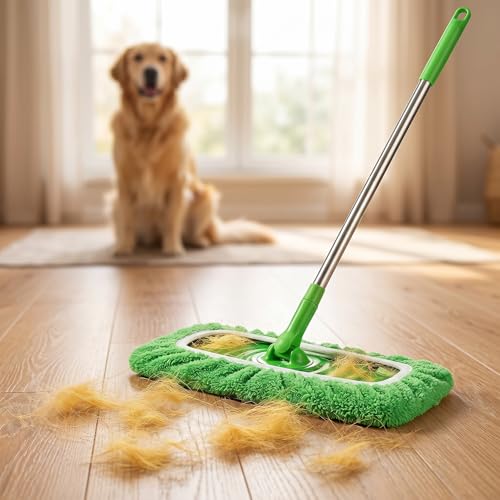 12Pack Reusable Coral Fleece Mop Pads Compatible with Swiffer Sweeper and All 10-12 Inch Flat Mops - Machine Washable Wet Dry Floor Cleaning Pads for Hardwood Laminate Tile Marble