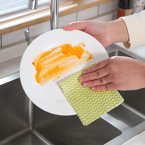 Disposable Dish Cloths Disposable Cleaning Towels, Reusable Wipes Highl Absorbent Quick-Dry Wipes for Kitchen, Bathroom, Household, 50 Sheets - color: Yellow
