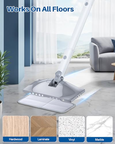 LABIGO Steam Mop Replacement Pads - 6 Pack Machine Washable Microfiber Cloths, Reusable Carpet Cleaning Pads - color: Grey and White