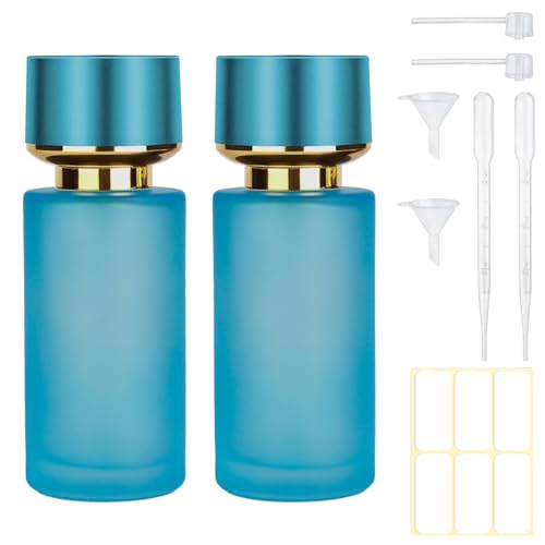 2pcs 50ml Glass Spray Bottle for Perfume,Refillable Travel Perfume Atomizer Bottles,Blue Portable Cologne Atomizer Empty Bottle.(Blue*2) - color: Blue*2