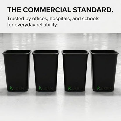 Kleen Commercial Soft-Sided Wastebasket 41qt, 20" x 16" x 11.6", Black Plastic (2 Pack)