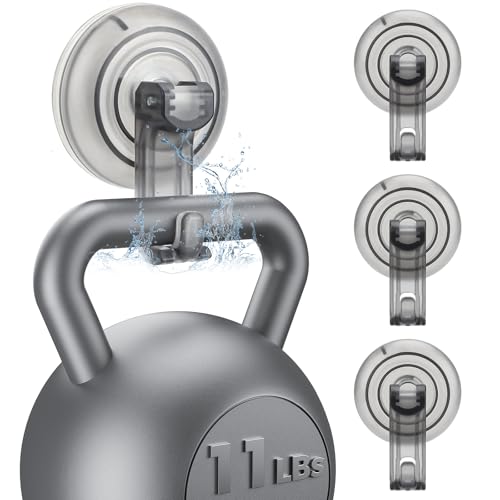 JOTPE Shower Hooks Suction Cup, Heavy Duty Suction Cup Nano Gel Hooks Waterproof for Shower, Bathroom, Glass, Door, Windows, Kitchen Hanging up to 11lbs on Smooth Surface, Easy to Install and Remove - color: Clear Gray