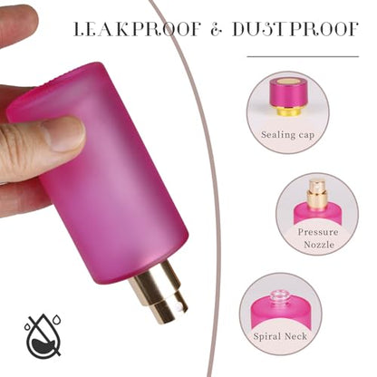 2pcs 50ml Glass Spray Bottle for Perfume,Refillable Travel Perfume Atomizer Bottles,Pink Portable Cologne Atomizer Empty Bottle.(Pink*2) - color: Pink*2