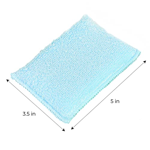 Smart Design Non Scratch Scrub Sponge with Bamboo Odorless Rayon Fiber - Set of 9 - Ultra Absorbent - Soft and Scrubber Side - Cleaning, Dishes, and Hard Stains - Spring - Yellow, Mint, Blue