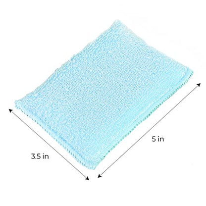 Smart Design Non Scratch Scrub Sponge with Bamboo Odorless Rayon Fiber - Set of 9 - Ultra Absorbent - Soft and Scrubber Side - Cleaning, Dishes, and Hard Stains - Spring - Yellow, Mint, Blue