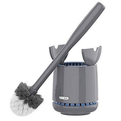 MR.SIGA Toilet Bowl Brush and Holder, Premium Quality, with Solid Handle and Durable Bristles for Bathroom Cleaning, Gray, 1 Pack - color: Gray, size: One Size