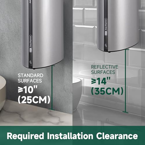 anydry 29fl.oz/850ml Commercial Automatic Liquid Soap Dispenser Wall-Mounted Large Capacity Model AD1209 Silver - color: Silver