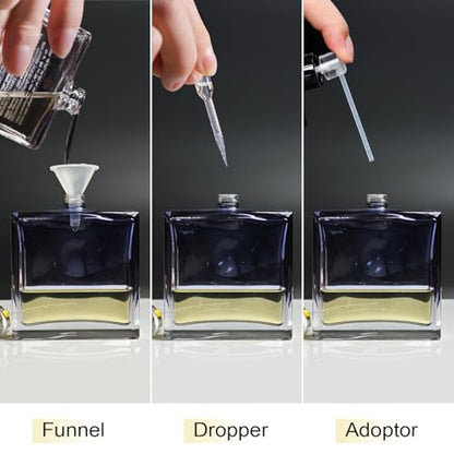 100ml/3.4 Oz Glass Spray Bottle Perfume Atomizer,Empty Refillable Perfume Spray Bottle with 3 Kinds of Dispenser (A3) - style: A3