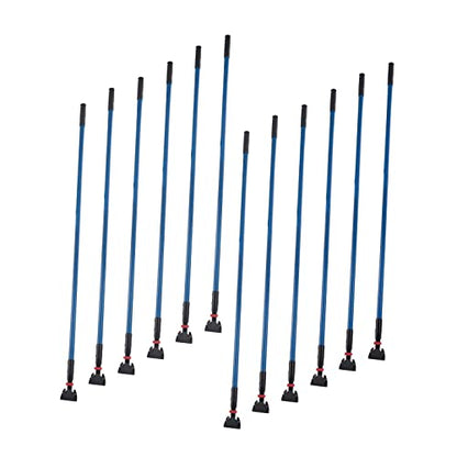 Matthew Cleaning Commercial Quick-Change Dust Mop Handle with Clip-on Metal Gripper for Heavy Duty Mop Head Replacement Holder, Fiberglass Handle 60 inch 12packs-Blue - color: Fiberglass - Blue