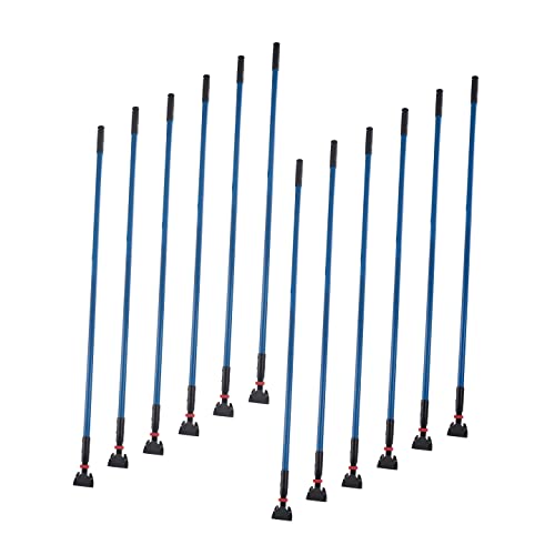 Matthew Cleaning Commercial Quick-Change Dust Mop Handle with Clip-on Metal Gripper for Heavy Duty Mop Head Replacement Holder, Fiberglass Handle 60 inch 12packs-Blue - color: Fiberglass - Blue
