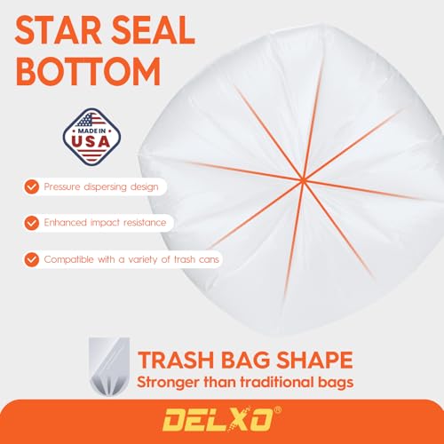 DELXO 30-33 Gallon Trash Bags, 250 Count Light to Medium Large Clear Garbage Bags, Thick Durable and Puncture-Resistant Plastic Bags for Kitchens, Yards & Offices, Made in USA - color: 33Gal-250Ct(Clear)