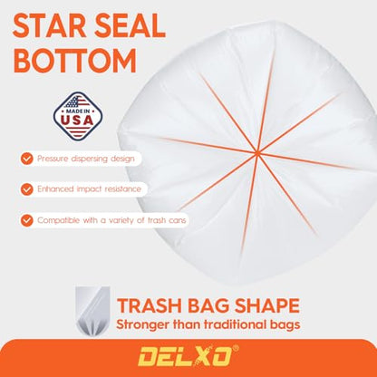 DELXO 30-33 Gallon Trash Bags, 250 Count Light to Medium Large Clear Garbage Bags, Thick Durable and Puncture-Resistant Plastic Bags for Kitchens, Yards & Offices, Made in USA - color: 33Gal-250Ct(Clear)