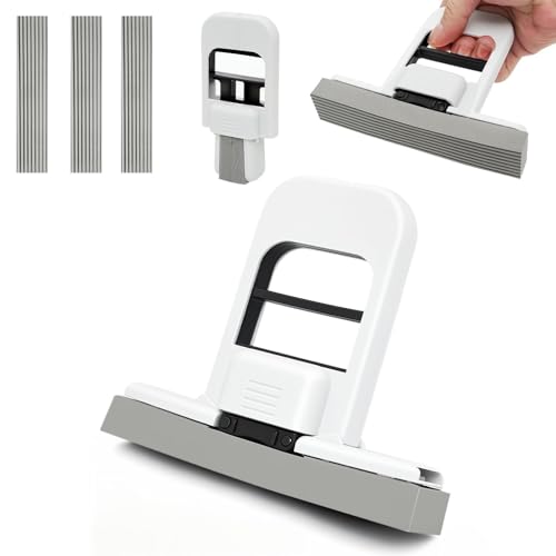 Mini Foldable Wet Dry Use Squeeze Small Mop, Mini Mop for Small Spaces, Black Portable Cleaning Sponge Mops for Desktop, Kitchen, Counter, Glass, Tile - color: Black