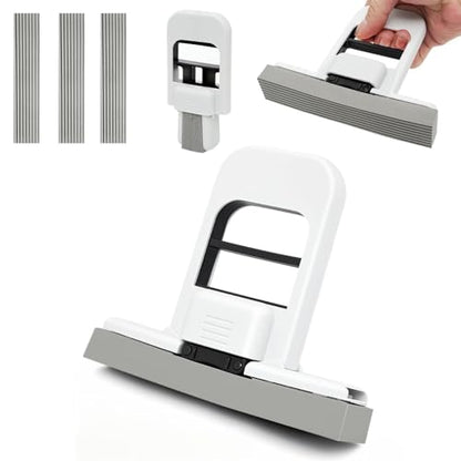 Mini Foldable Wet Dry Use Squeeze Small Mop, Mini Mop for Small Spaces, Black Portable Cleaning Sponge Mops for Desktop, Kitchen, Counter, Glass, Tile - color: Black
