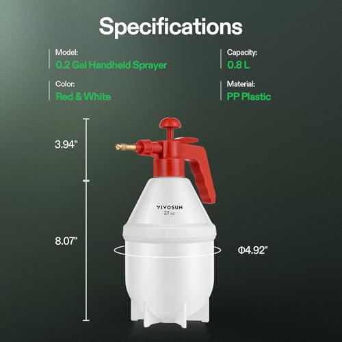 VIVOSUN 27oz Pump Sprayer, Handheld Garden Water Sprayer Bottle with Adjustable Brass Nozzle, for Spraying Plants, Flowers, Weeds and Cleaning, Red - color: Red, size: 27oz
