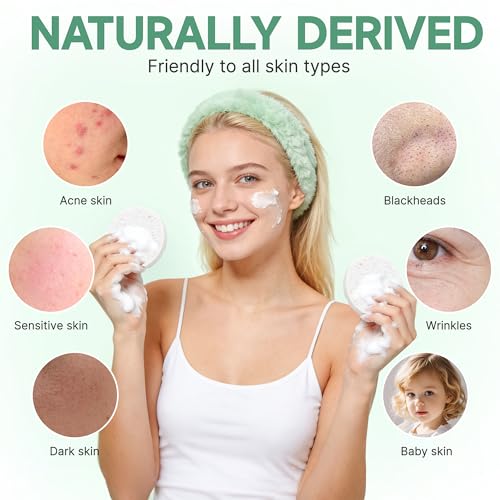 100-Count Compressed Facial Sponge, Cellulose Natural Cosmetic Spa Sponges for Facial Cleansing,Slight Exfoliating Mask, Makeup Removal - White - color: White