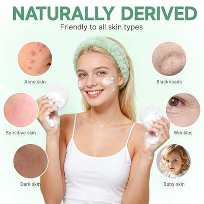 100-Count Compressed Facial Sponge, Cellulose Natural Cosmetic Spa Sponges for Facial Cleansing,Slight Exfoliating Mask, Makeup Removal - White - color: White