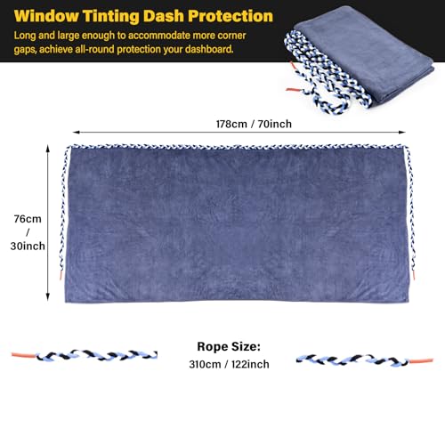 Gomake Window Tint Dash Cover Towel Absorbent Car Dashboard Protection Microfiber Towel Strand Soak Rope Car Windshield Back Window Tinting Tools with Bulldozer Squeegee Scrubber Paddle Squeegee