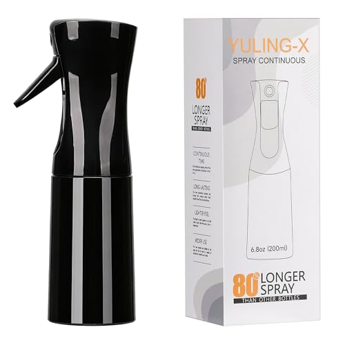 hair spray bottle, ultra-fine spray continuous spray bottle (200ml/6.8oz), used for hair design, vegetation, cleaning and skin care - empty, reusable (Pure Black) - color: Pure Black