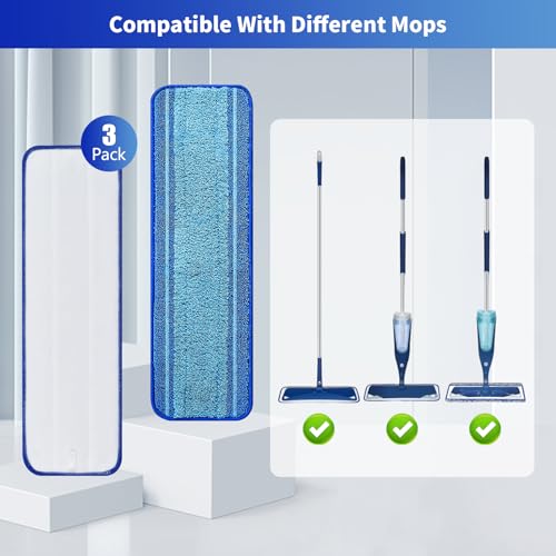 3-Pack Microfiber Mop Pads for Bona Mpo- Washable Reusable Refills for Hardwood, Tile & Multi-Surface Floors | Pet Hair & Stain Remover - size: 3 PCS