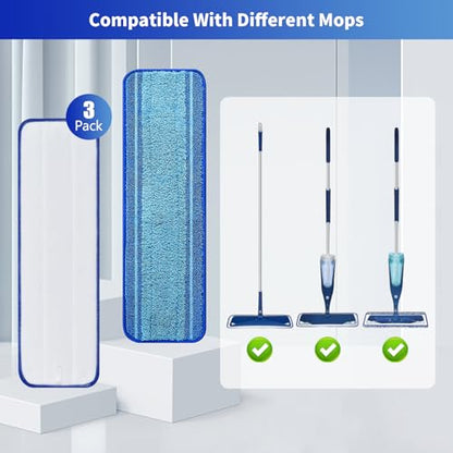 3-Pack Microfiber Mop Pads for Bona Mpo- Washable Reusable Refills for Hardwood, Tile & Multi-Surface Floors | Pet Hair & Stain Remover - size: 3 PCS