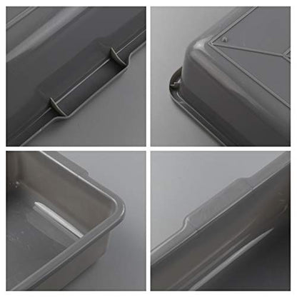 4 Packs 8 Liter Grey Commercial Bus Tub Box Tote Dishpan - color: Grey, size: 8 L