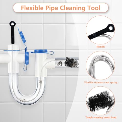 Drain Snake Toilet Auger AC Drain Line Cleaning brush Hair Clog Remover Tools Drain opener set for Men/Women Perfect Option Types of clog for Toilet,Kitchen Sink,Bathroom Sewer Various Projects - style: 51"Toilet Auger Kit(6PCS)
