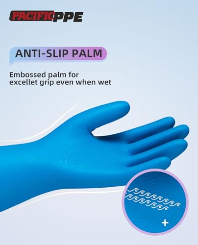 PACIFIC PPE 2 Pairs Dishwashing Cleaning Gloves with Latex free, Cotton lining, Kitchen Gloves (Purple+Blue, Small) - color: Purple+blue, size: Small (Pack of 2)